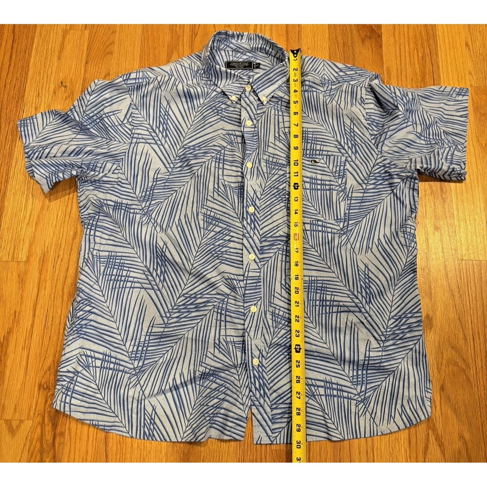 Vineyard Vines Shirt Men's Size XXL Short Sleeve Blue Palm Button Up Resortwear - Picture 4 of 8